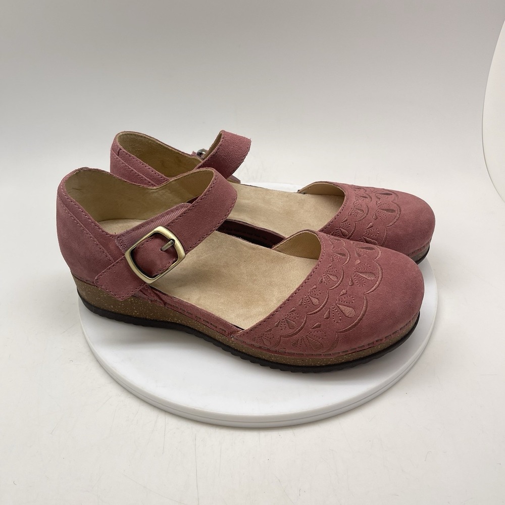 Dansko Mae Mary Jane Womens 8.5-9 Rose Pink Suede Round Toe Buckle Casual Shoes